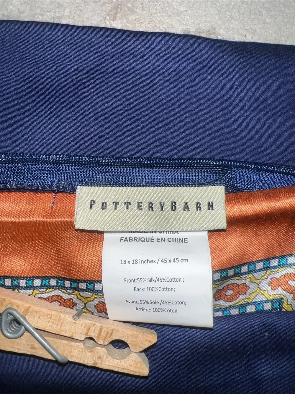 Pottery Barn Medallion Silk Blend Pillow Covers Orange & Blue Set of 3